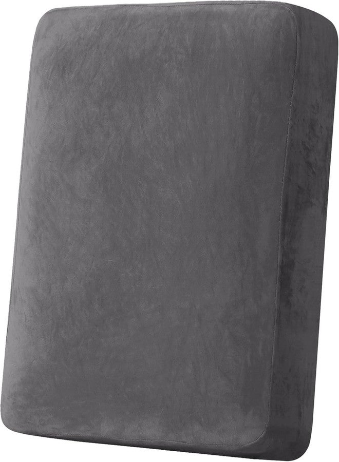 GERLNF Velvet Sectional Couch Cushion Cover Plush Chaise Cushion Slipcover for Chair Loveseat Sofa L Shape Separate Cushion Furniture Protector Seat Cushion Sofa Cover (1 Cushion Armchair,Grey) - Image 1
